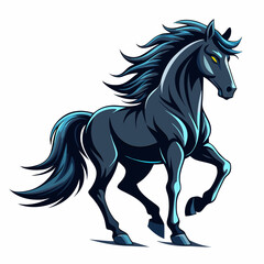 Dynamic Dark Blue Horse Vector Illustration - Majestic Pose.