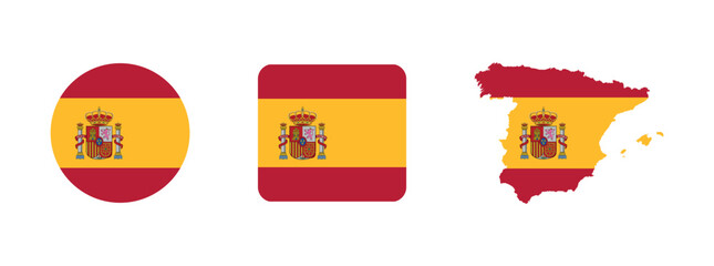


Vector Spain National Flag icon collection. Flag set of Spain various styles.