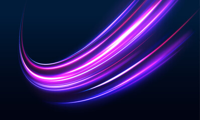 Concept of leading in business, Hi tech products, warp speed wormhole science vector design.	Vector image of colorful light trails with motion blur effect, long time exposure isolated on background.	