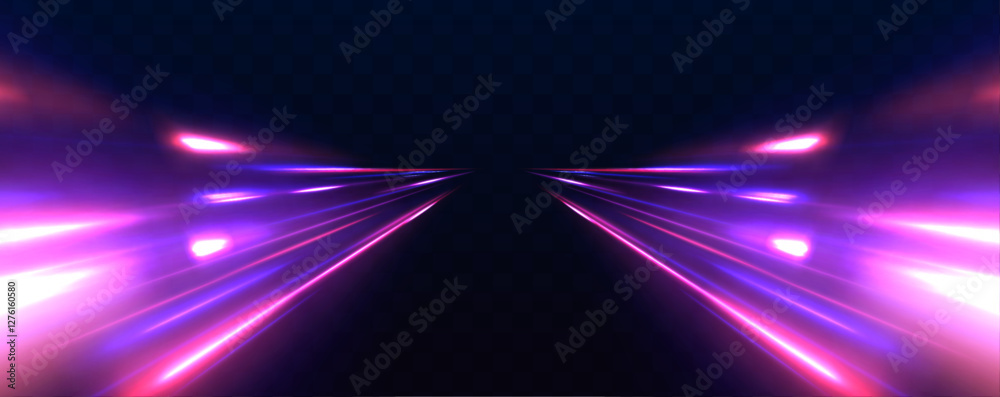 Aufkleber futuristic light motion effects on a black background, showcasing fast-moving neon stripes and creat
