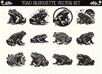 Toad Silhouette Black Clipart for Wildlife and Amphibian Designs