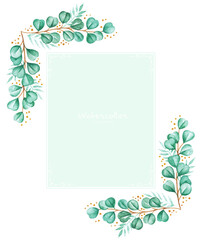 Watercolor hand drawn plant frame illustration