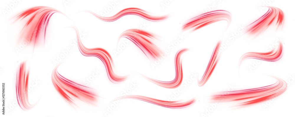 Poster vector set of glowing neon stripes and sparkling twinkling stars. bright red neon effects for futuri