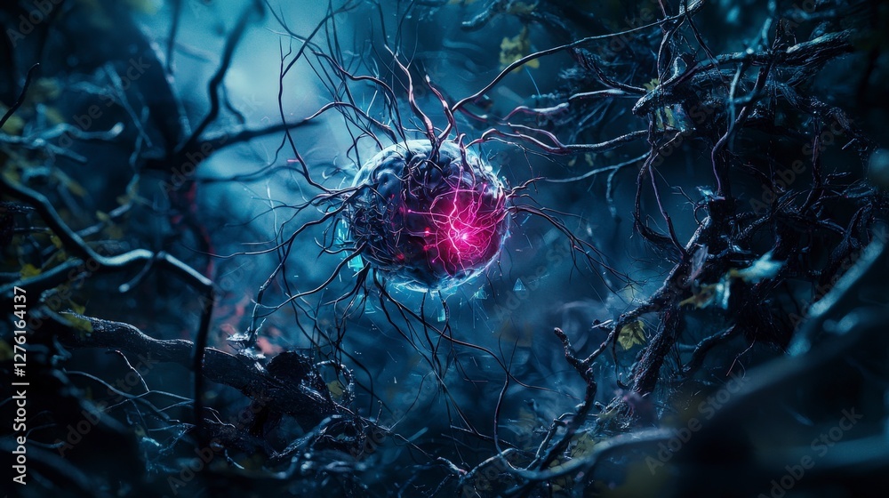 Poster digital neural expansion of human consciousness abstract environment visual art futuristic concept