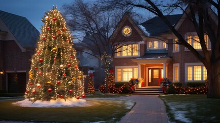 Fototapeta premium holiday tree in front yard