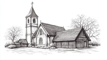  Hand Drawn Church Buildings, Vintage Architectural Vector Illustration of Religious Structures with Detailed Sketches of Cathedrals, Chapels, and Christian Landmarks in Traditional Art Style.