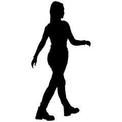 Silhouette of Woman Walking Isolated on White Background. Vector Illustration