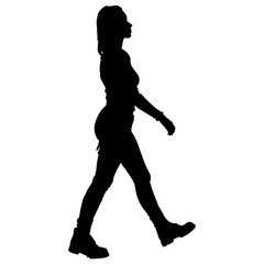 Silhouette of Woman Walking Isolated on White Background. Vector Illustration