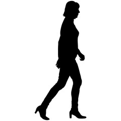 Silhouette of Woman Walking Isolated on White Background. Vector Illustration