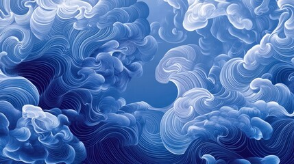 Obraz premium blue wave abstract art swirling ocean pattern