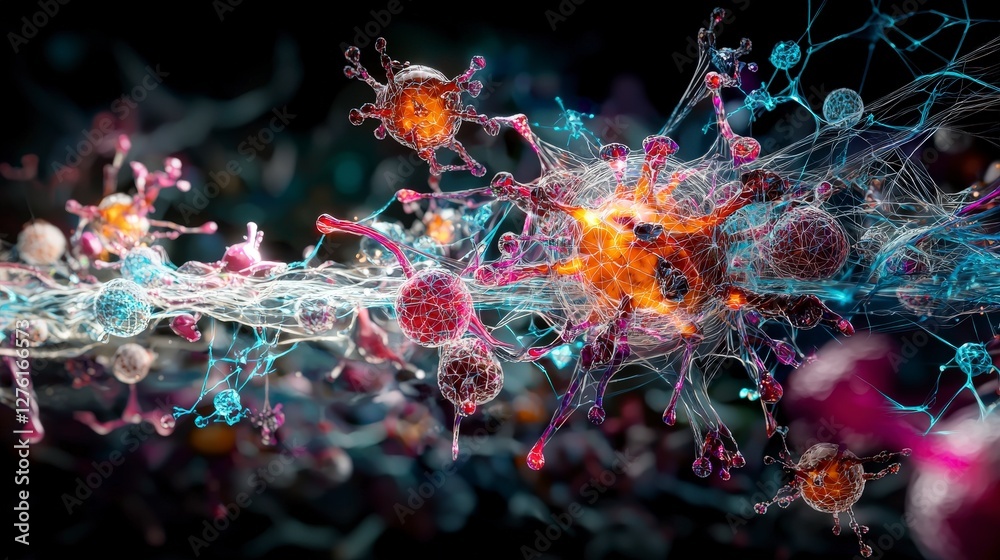 Poster Neural network complexity in abstract art holographic layers and technological innovation explored