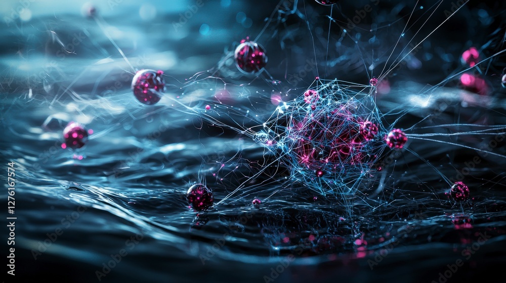 Aufkleber Exploring quantum computing landscape with floating algorithms in a digital ocean technology abstract futuristic view