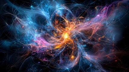 Fototapeta premium Quantum entanglement an intricate light display in abstract digital space and cosmic aesthetics