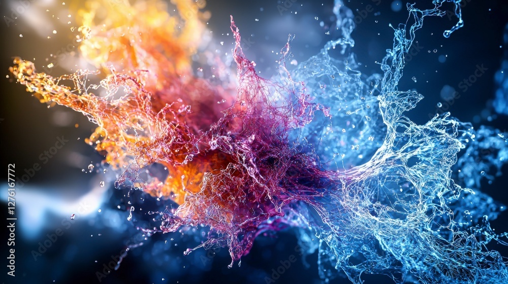Fototapete dynamic quantum probability waves in vivid colors abstract art studio lighting ethereal environment 