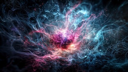 Quantum travel fluid transformations in the cosmic realm of vibrant abstract art and digital environments