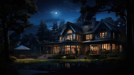 Fototapeta premium estate big house night