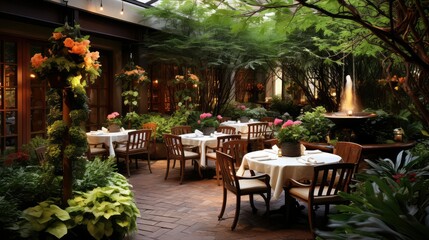 Obraz premium patio restaurant plants