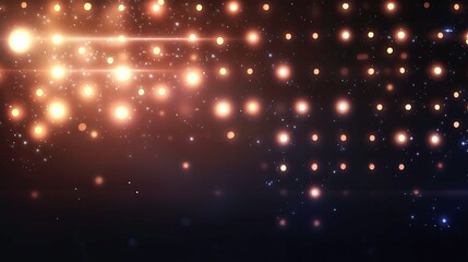 Obraz premium Golden glowing lights and sparkling particles on a dark background, creating a magical and festive abstract composition.