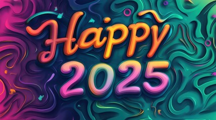 Obraz premium happy new year 2025 colorful abstract design