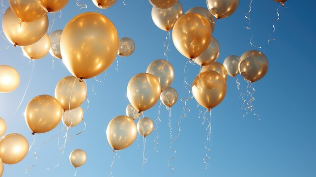 floating gold ballons