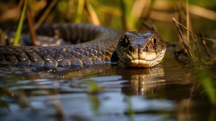 Fototapeta premium marshy northern water snake