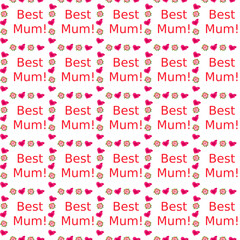 Mother's Day Love Texture - Pattern - Roses and Hearts - Best Mum Only the roses are AI generated.