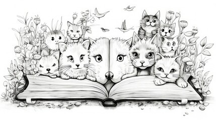 birds open book doodle