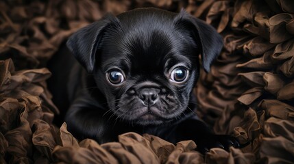 Obraz premium cute black pug puppy