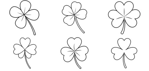 Four leaf Outline Coloring Page Printable Line Art Drawing