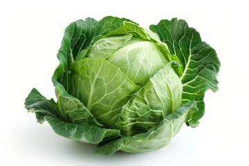 Fototapeta premium Fresh cabbage on white surface. AI generated