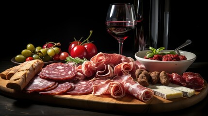 salami red meat wine
