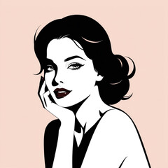 Elegant woman in classic black and white art style exuding charm