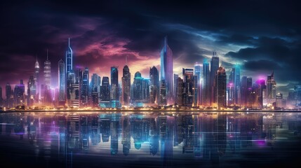 Fototapeta premium skyline purple blue light