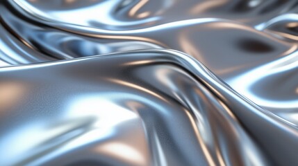 Silver liquid metal texture, abstract waves, white background.1