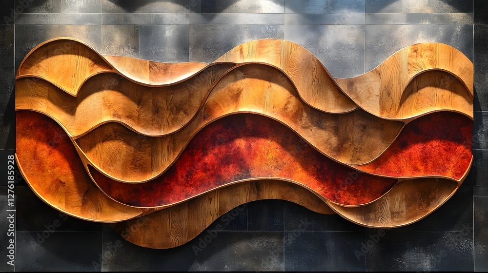 Aufkleber vibrant abstract wavy landscape with flowing organic curved lines and dynamic textured patterns mini