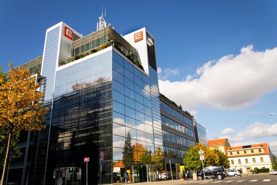PRAGUE, CZECH REPUBLIC - OCTOBER 14: CEZ group company logo on headquarters building on October 14, 2017 in Prague, Czech republic.
