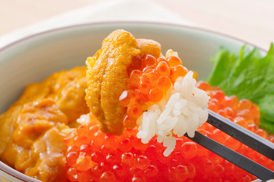 美味しそうなウニいくら丼