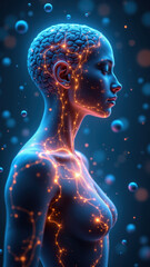 An artistic representation of a human figure with an illuminated body, showcasing the visual concept of Vagus Nerve Stimulation.