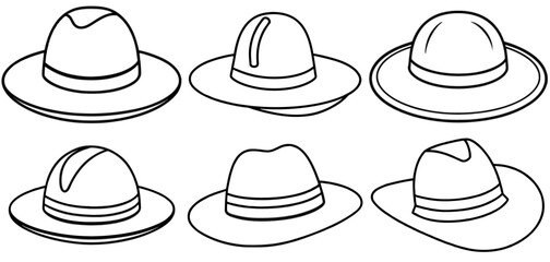 Hat Outline Coloring Page Printable Line Art Drawing