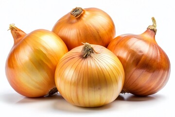 Fresh Onions Bulbs Isolated on White Background - High-Resolution Stock Photo