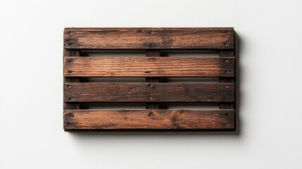 wooden pallet on white background, showcasing rustic texture and warmth.