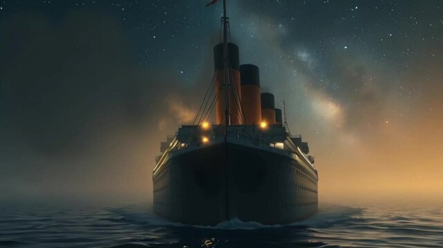 Majestic Steamship at Night