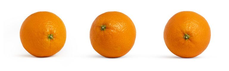 Whole orange citrus isolated fruit set.