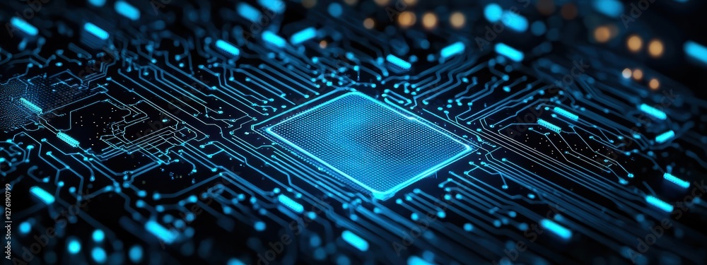 Aufkleber Cpu processing data on futuristic printed circuit board
