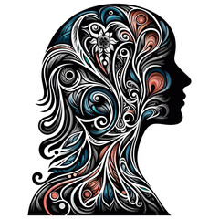 woman head silhouette, painting of a womens head