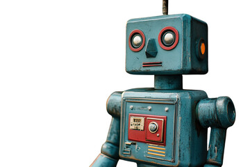 Fototapeta premium A vintage red tin robot toy, a classic retro photography object