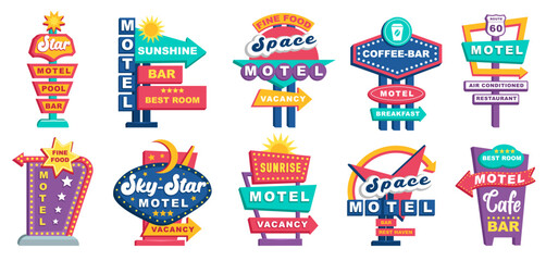 American retro stand street pointer set icon © 4zevar