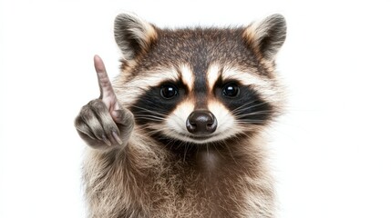 Obraz premium Close up of a mammal against a plain background, raising a paw as if making a gesture