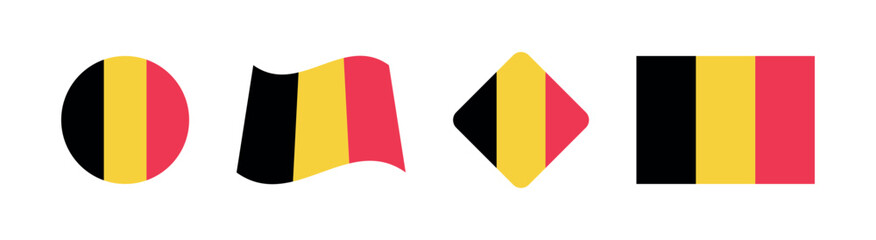 
Vector Belgium National Flag icon collection. Flag set of Belgium various styles.