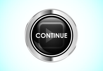 Continue button design illustration, Continue icon suitable for mobile app, and website UI design